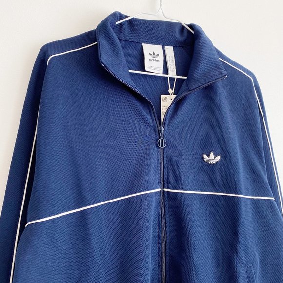 Adidas Men's Lifestyle Track Jacket, Full Zip, Two Front Waist Pockets, Indigo - Picture 2 of 13